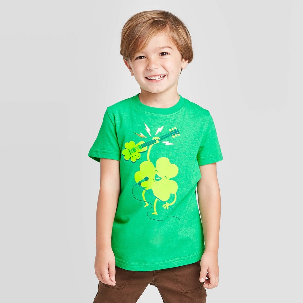 petiteToddler Boys' Short Sleeve St. Patrick's Rocking Out T-Shirt - Cat & Jack Green 2T, Toddler Boy's was $4.5 now $2.25 (50.0% off)