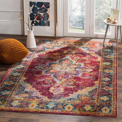 Reversible Light Blue Synthetic Rectangular Easy-Care Rug