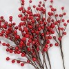 Aoibox 12pcs Artificial Red Berry Flower Stems 13.5 inch Waterproof Burgundy Branches for Christmas Wreath Holiday Home Wedding Decor - 4 of 4
