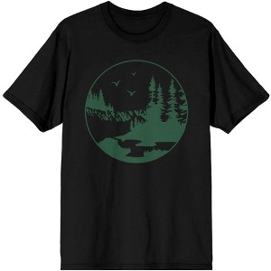 Adventure Society Mountains And Pine Trees Men's Black T-Shirt - 1 of 3