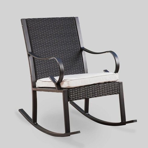 Harmony Wicker Patio Rocking Chair Black White Christopher Knight Home Target