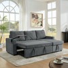 TiramisuBest Modern Chenille Multi-Functional Pull-Out Sofa Bed with Retractable Table, LED Lights, USB Ports & Cup Holders, Gray - 2 of 4