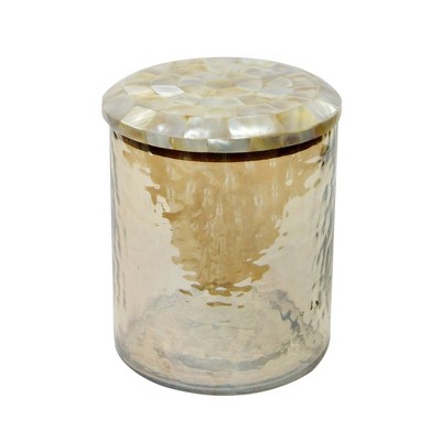 Small Hammered Glass Canister with Mop Lid Amber - Nu Steel