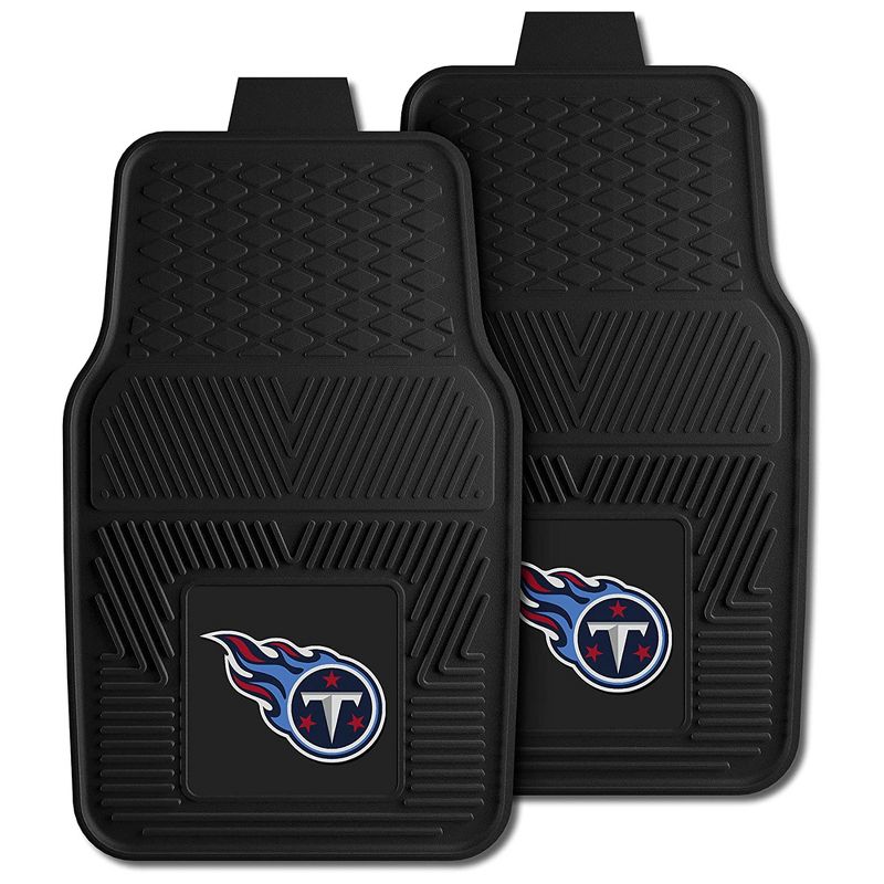 Fanmats 27 x 17 Inch Universal Fit All Weather Protection Vinyl Front Row Floor Mat 2 Piece Set for Cars, Trucks, and SUVs, NFL Tennessee Titans, 1 of 7