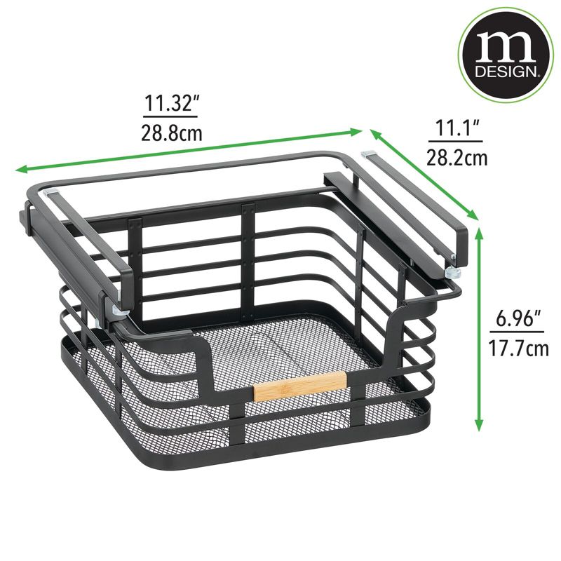 mDesign Metal Kitchen Under Shelf Storage Baskets - 2 Pack, 3 of 9