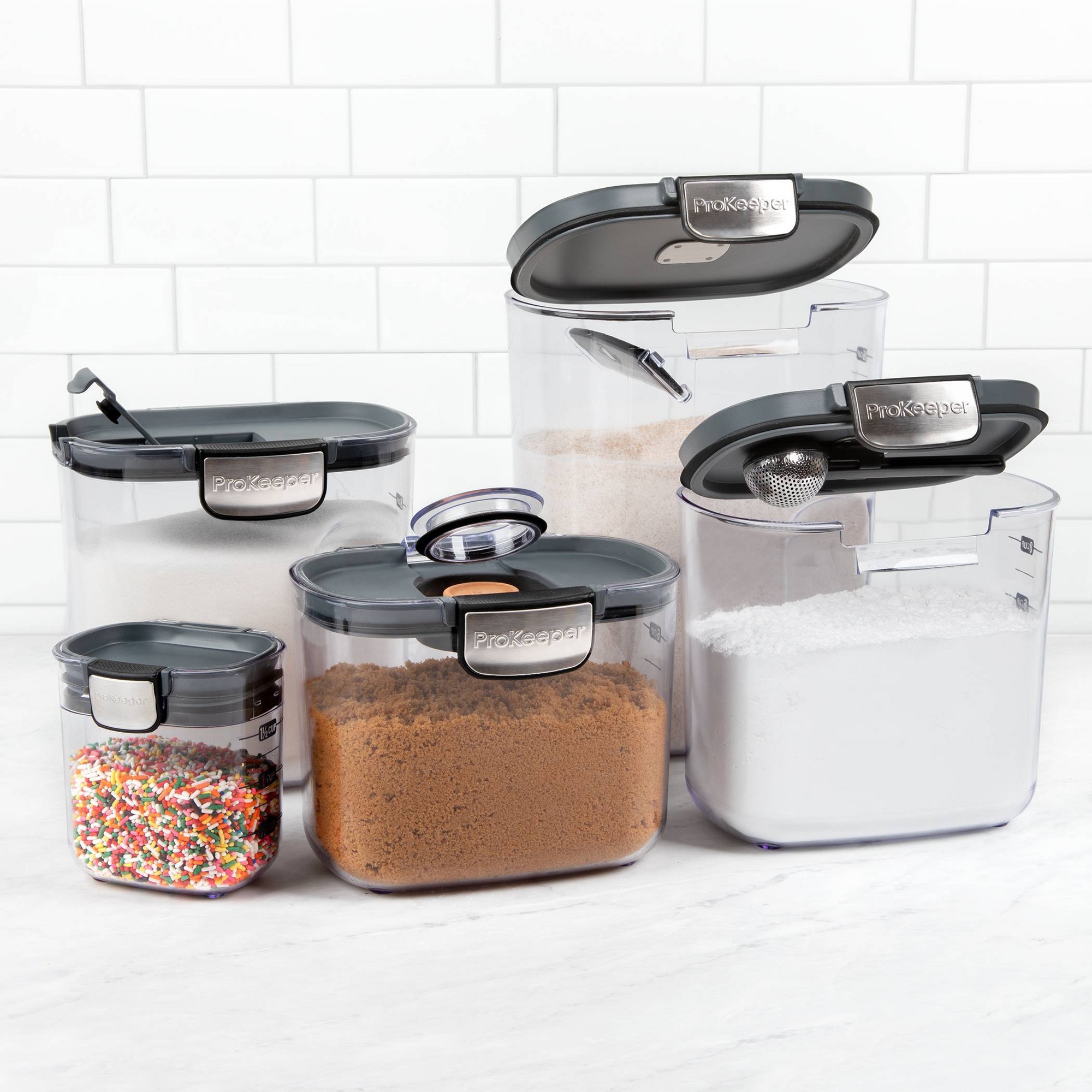 Prepworks ProKeeper Plus 9pc Baking Storage Set: Air Tight Seal, Locking Lid, Food Preserver, Includes Terracotta Disk
