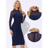 INSPIRE CHIC Women's Mesh Mock Neck Long Sleeve Ruch Elegant Cocktail Bodycon Dress - 2 of 4