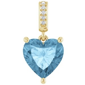 Pompeii3 9mm Blue Topaz Women's Heart Pendant in 14k Gold Necklace 6mm Tall - 1 of 4