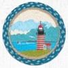 Earth Rugs Round Trivet – 10"x10" Quoddy Lighthouse Printed Braided Jute Mat in Nautical Coastal New England Style - 2 of 3