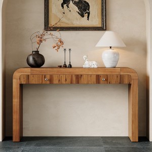 54" Long Console Table with 2 Drawers, Wooden Entryway Table, Narrow Long Sofa Couch Table, Hallway Foyer Table for Living Room Entryway - 1 of 4