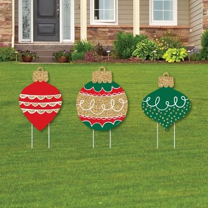 Big Dot of Happiness Ornaments - Outdoor Lawn Sign Decorations with Stakes - Holiday and Christmas Party Yard Display - 3 Pieces - 1 of 4