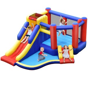 Costway Inflatable Bouncy Castle Kids Jumping House w/ Double Slides Air Blower Excluded - 1 of 4