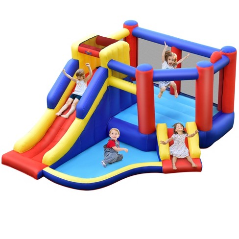 Costway Inflatable Bouncy Castle Kids Jumping House W/ Double Slides ...