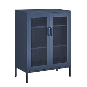 SONGMICS Metal Storage Cabinet with Mesh Doors, Steel Display Cabinets with Adjustable Shelves Midnight Blue - 1 of 4