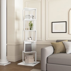 5/6 Tier Rotating Bookshelf, 360°Revolving Bookcase with Acrylic Plate, Floor Standing Display Rack, Bookshelf Organizer for Bedroom Living Room - 1 of 4