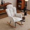 Teddy Fabric Upholstered Rocking Glider Chair, Mid Century Modern Accent Arm Chair with High Backrest and Pillows - ModernLuxe - 2 of 4
