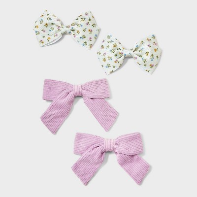 Girls' 4pk Salon Bow Clip Set - Cat & Jack™ Purple/Cream
