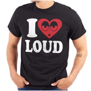Men's I Love Loud Heart Eyes Funny EDM Pot Graphic T Shirt Brisco Brands Black M - 1 of 4