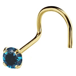 Jewelry Avalanche 22G 14K Gold Nose Screw Nose Stud with Blue Diamond - 1 of 3