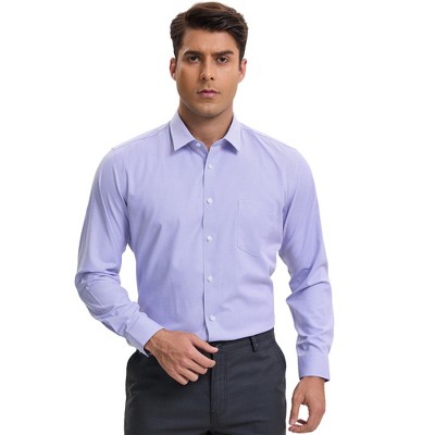 INSPIRE CHIC Men's Long Sleeved Button Down Checked Dress Shirts