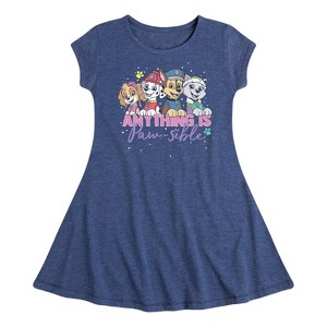 Girls' - Paw Patrol - Marshall Chase Everest Skye Anything Is Paw-Sible Fit & Flair Cap Sleeve Dress - 1 of 4
