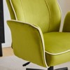 Karl Home | 28.5 inch White Velvet Dovetail Swivel Office Chair With Wheels - 3 of 4