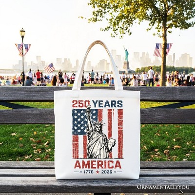Statue of Liberty America Flag 250 Years Tote Bag, 4th of July USA