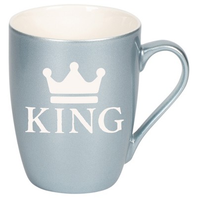 100 North Crown Royalty 10 Ounce Frosted Blue Metallic Finish, Comfortably Fits Your Hands, New Bone China Coffee Tea Cup Mug, King