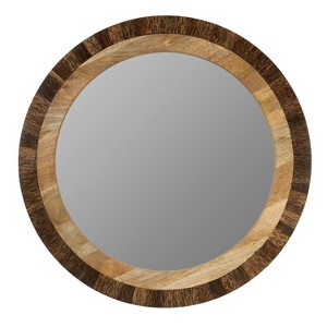 River of Goods 32" Claire Wood and Glass Wall Mirror: Modern Round, No Assembly, Mango Frame - 1 of 4