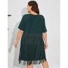 Coolmee Women's Casual Plus Size Midi Dress Round Neck Short Sleeve Fringe Hem Dress Dresses - 3 of 4