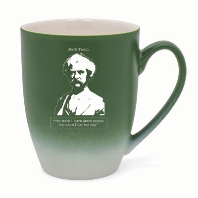 Elanze Designs The More I Learn About People The More I Like My Dog Two Toned Ombre Matte 10 ounce New Bone China Coffee Tea Cup Mug, Green and White