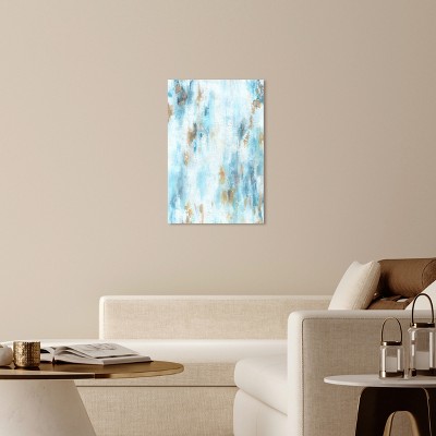 Gallery Wrapped Blue and Gold Abstract Canvas Wall Art, 24" x 36"