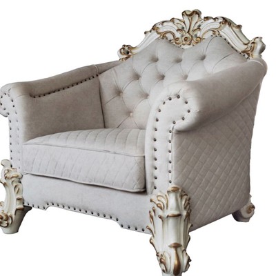 Vendome II Gray Tufted Accent Chair with Nailhead Trim