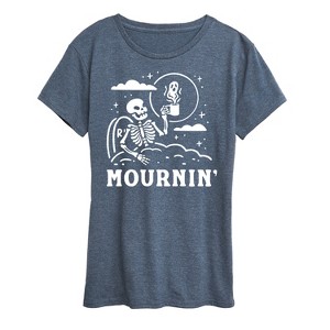 Women's - Instant Message - Mournin Skeleton And Coffee Short Sleeve Graphic T-Shirt - 1 of 4