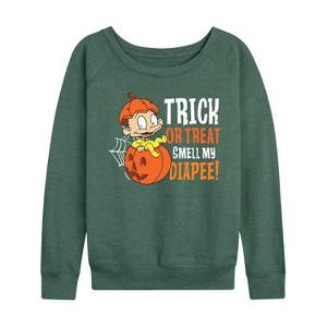 Women's - Rugrats - Dill Trick Or Treat Diapee Lightweight French Terry Wide Neck Long Sleeve Shirt - 1 of 4