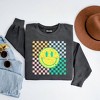 Simply Sage Market Women's Garment Dyed Four Square Smiley Face Graphic Sweatshirt - 2 of 2