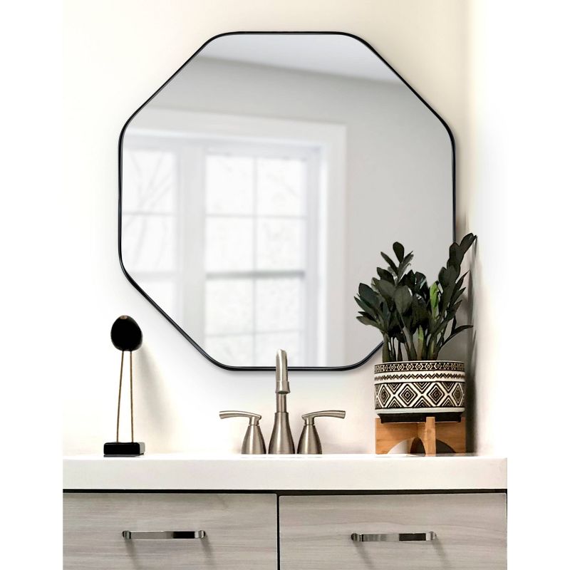 24&#34; x 24&#34; Rollo Octagon Framed Decorative Wall Mirror Black - Kate &#38; Laurel All Things Decor, 6 of 9