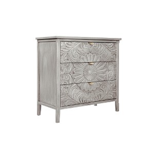 3 Drawers Dresser for Bedroom - Modern Wood Carved Chest of Drawers Cabinet, Farmhouse Wide Dressers with Drawers - 1 of 4