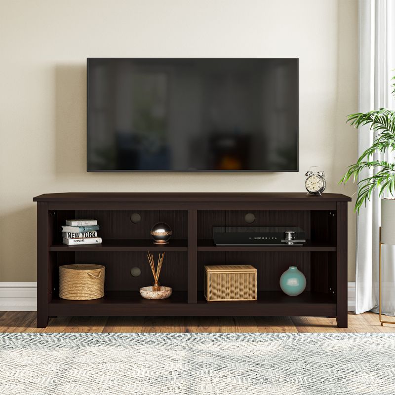 Entertainment Center - TV Stand Supports up to 65-inch TVs - Traditional Design with 4 Cubbies and 2 Shelves by Lavish Home (Espresso), 5 of 8