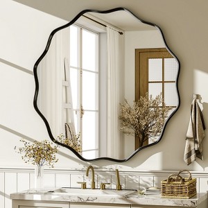 BEAUTYPEAK Wavy Round Aluminum Framed Bathroom Vanity Mirrors - 1 of 4