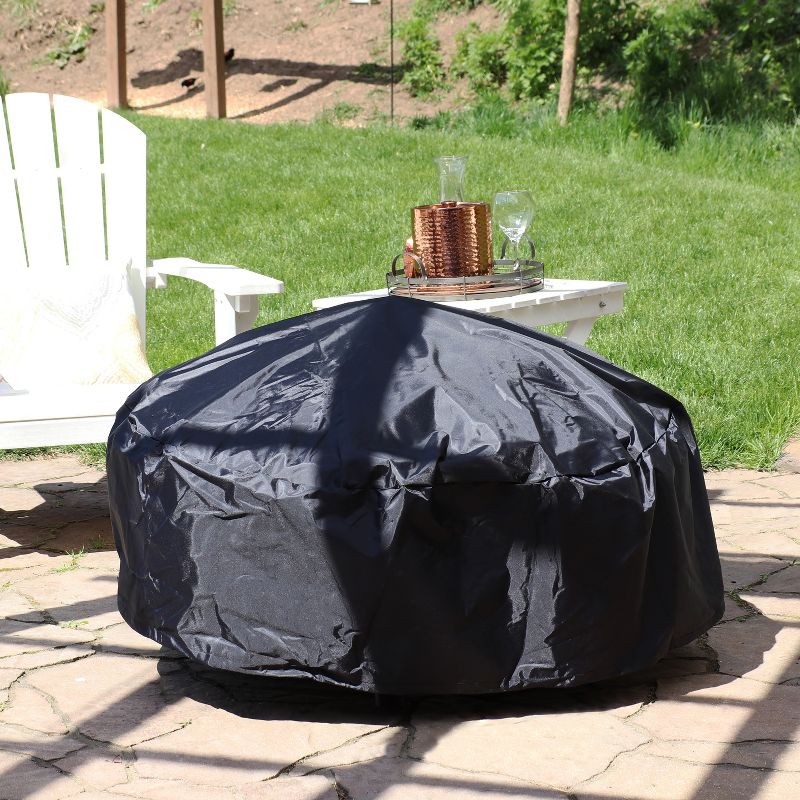 Sunnydaze Outdoor Heavy-Duty Weather-Resistant Vinyl PVC Round Fire Pit Cover with Drawstring Closure - Black, 2 of 8