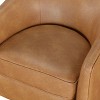 Okak Modern Faux Leather 360° Swivel Chair Accent Chair with Soft Cushion Barrel Sofa Chair with Wood Base for Lounge Bedroom - 3 of 4