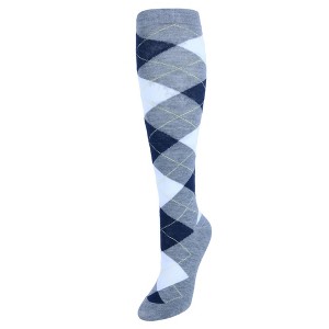 CTM Women's Fun Colored Argyle Plaid Knee High Socks (1 Pair) - 1 of 3
