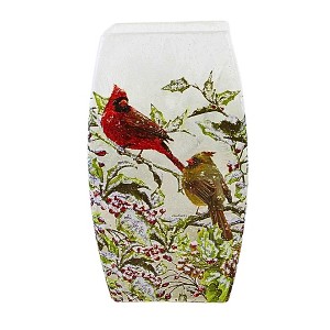 Stony Creek 8.0 Inch Holly & Cardinals Pre[Lit Medium Vase Frosted Branches Berries Novelty Sculpture Lights - 1 of 4