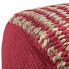 NicBex Chic Round Braided Pouf Ottoman Multicolored Footstool for Living Room, Bedroom,Natural/Maroon - 3 of 4