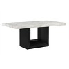 HomeRoots 70" White and Black Faux Marble and Wood Pedestal Base Dining Table - 4 of 4
