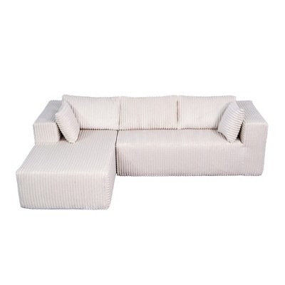 105" L-Shaped Cloud Sofa with Chaise, Modular Plush Sectional, Beige White,Black,Grey,No Assembly