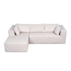 105" L-Shaped Cloud Sofa with Chaise, Modular Plush Sectional, Beige White,Black,Grey,No Assembly - 1 of 4
