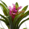 Nearly Natural 8" x 6" Artificial Tropical Bromeliad in Angled Glass Vase Purple : Indoor Decorative Faux Flora - image 2 of 3