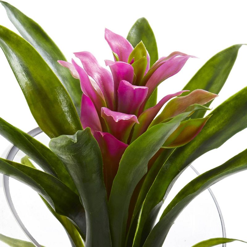 8&#34; x 6&#34; Artificial Tropical Bromeliad in Angled Glass Vase Purple - Nearly Natural, 3 of 5